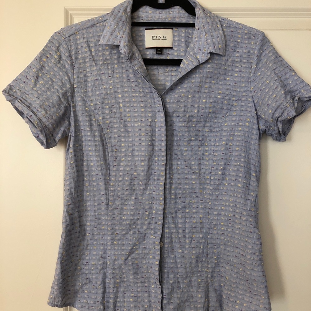 Thomas Pink blue casual button down